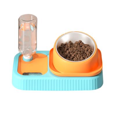 China Dropshipping Viable Cat Water Food Slow Stainless Rolls Food Safety Pet Eating Drinking Bowl Set for sale