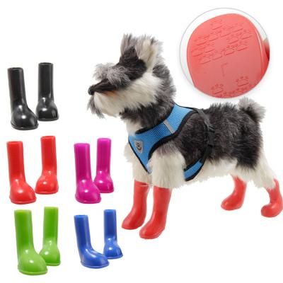 China Stocked High Quality Pet Rain Boots Waterproof Anti Slip Deformation Stretch Rain Boots Not For Dog for sale