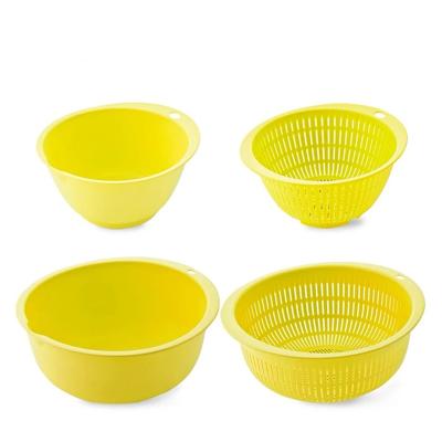 China Sustainable Household Kitchen Tools Fruit Vegetable Wash Bowl Plastic Drain Basket for sale