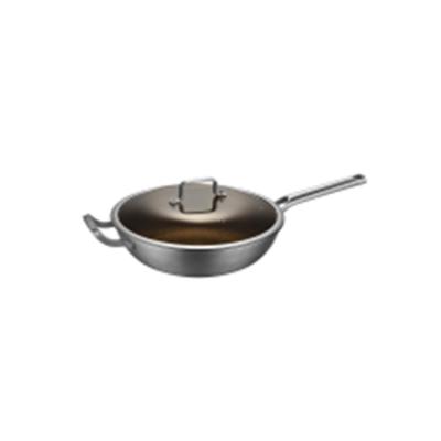 China Viable Popular Recommend 304 Stainless Steel Chinese Non-Stick Wok Pan Set Less Smoke for sale