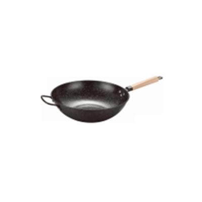 China Viable Quick Frying Non-Stick Wok Pan Cookware Set With Wooden Handle for sale