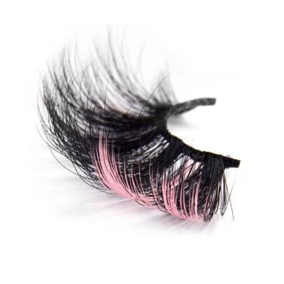 China Soft Eyelet Colored Reusable 3d Fluffy Eyelash Mink Eyelashes Purple Lashes White Yellow Red Pink Makeup Natural Dramatic Cosplay for sale