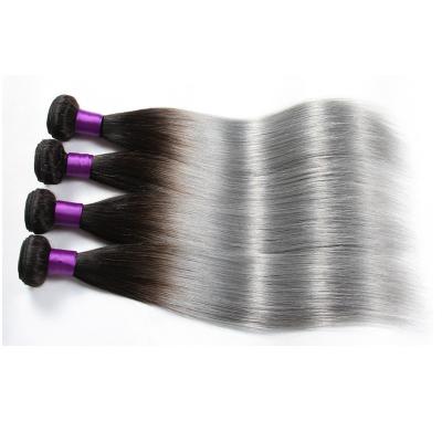 China New Arrival Silky Straight Wave 8-30 Inches 100% Human Hair Weaves Gray And Black Ombre Hair Extensions For Sale for sale