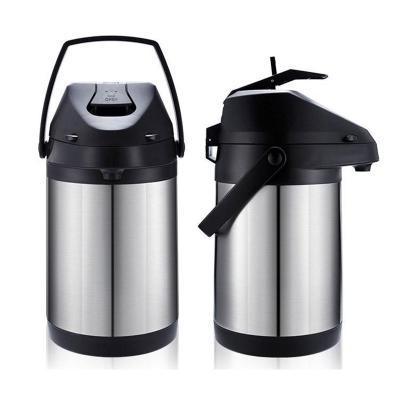 China PURPLESEVEN 2.5L 3L 4L Double Wall Stainless Steel PORTABLE Vacuum Insulated Lever Action Airpot Thermal Water Coffee Dispenser with Pump for sale