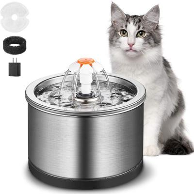 China PURPLESEVEN 2021 New Design Automatic Cat Drinking Fountain 84oz 2.5L Stainless Steel Automatic Drinking Water Dispenser for Cats and Dogs for sale