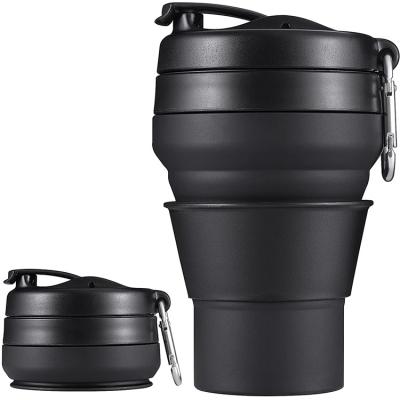 China PURPLESEVEN 350ml 480ml 600ml Viable Collapsible Travel Silicone Collapsible Sippy Cup Silicone Drinking Collapsible Coffee Mugs for sale