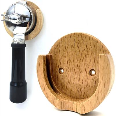 China PURPLESEVEN Wall Mounted Coffee Portafilter Stand Wooden Wall Mounted Stand For 49mm To 58mm Espresso Coffee Portafilter for sale