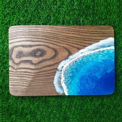 China Sustainable City Barks Rectangle Ocean Resin Wooden Art Cheese Charcuterie Board Serving Cutting Board For Gathering Serving for sale