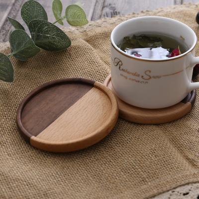 China Sustainable Table Decor Beech Black Walnut Wood Round Insulated Square Shape Wooden Tea Cup Coaster For Drinks for sale