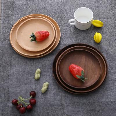 China Wholesale Hotel Home Restaurant Decor Rectangular Round Roll Black Walnut Beech Wood Tableware Buffet Food Fruit Tray Serving Tray for sale