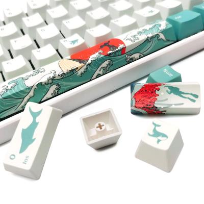 China Lighting Coral Sea 108 PCs OEM Profile Keycaps With Puller PBT Dye Sublimation Rise For Cherry Mx Gateron Kailh Switch Gaming Keyboard for sale