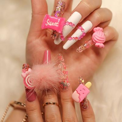 China 2022 Festival Holiday Finger Decoration Kawaii Oosi Resin Nail Charms Random Mixed Cute 3d Candy Ice Cream Lollipop For Nail Art Decorations Kawaii Nail Charm for sale