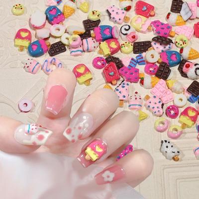 China Hot Selling 30pcs Resin 3D Kawaii Japanese Style Kawaii Ice Cream Cake Design Decoration Oosi Festival Holiday Finger Nail Charms For Nail Accessories for sale