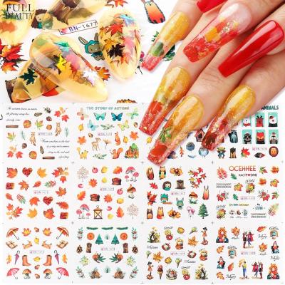 China New Fashion Festival Holiday Finger Decoration Oosi Mixed 2021 Animal Pumpkin Nail Art Design Set Stickers 3d Nail Art Stickers Thanksgiving Festival Squirrel for sale