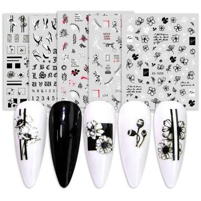 China Popular Nail Art Decal New Festival Holiday Finger Decoration Oosi De Punk Theme White Black Color Design For Self Adhesive Sticker Accessories for sale