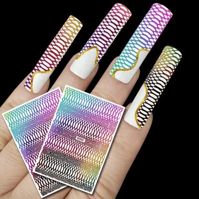 China Fancy Nail Art Stickers 2021 Decoration Oosi De Fashionable Unique Cobra Snake Skin Nail Art Festival Holiday Finger Stickers 12 Shiny Sexy Colorful Laser Sequins for sale