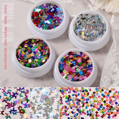 China Colorful Butterfly Square Laser Nail Art Sequins Vintage Disco Design Accessories Decoration Oosi De Popular Festival Holiday Finger Manicure for sale