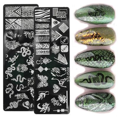 China 2022 Newest Festival Holiday Finger Decoration Oosi Valentines Rose Flower Snake Stamp Nail Art Nail Stamping Plate Lace Transfer Stamping Nail Art Steel Plates for sale