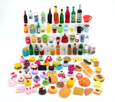 China Europe Miniature Food Drinks Mixed Toys Pretend For Dollhouse Kitchen Play Resin Mini Food For Doll Room for sale