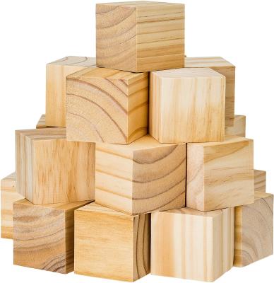 China Europe wooden cubes for arts and crafts DIY photo blocks 2 inch unfinished natural wood block for sale