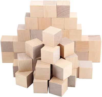 China Europe wooden cubes for arts and crafts DIY photo blocks unfinished natural wood block for sale