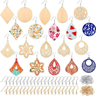 China New Europe style factory price top quality custom design unfinished natural wooden earrings for women for sale