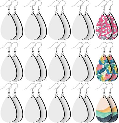 China Unfinished Tear Drop Earrings Europe Sublimation Print Blank Earring Unfinished Heat Transfer Pendant With Hooks And Jump Rings For Jewelry DIY for sale