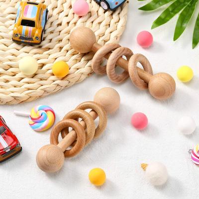 China Fashionable Wholesale Favorable Price Baby Europe Factory Direct Sales Style Natural Wooden Hand Rattle for sale