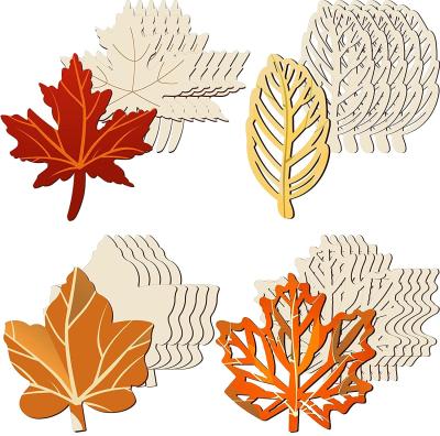 China Europe Laser Cut Wood Embellishment Wooden Leaves Shape Craft Wedding Decoration for sale