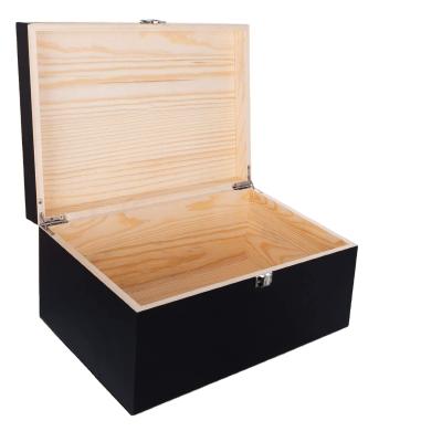 China Europe Excellent Quality Favorable Price Best Selling Black Rectangular Wooden Storage Solid Wood Gift Box for sale