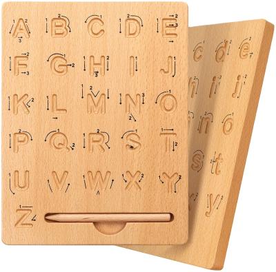 China Europe Wooden Letters Practicing Board Tool Double Sided Learning To Write Toy Game Fine Motor Gift for Kindergarten 3 4 5 Years Old for sale