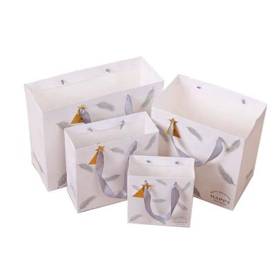 China White and Gold Recyclable Costom Paper Bags Gift Bulk Paper Packaging Small Bags with Handles for Jewelry for sale