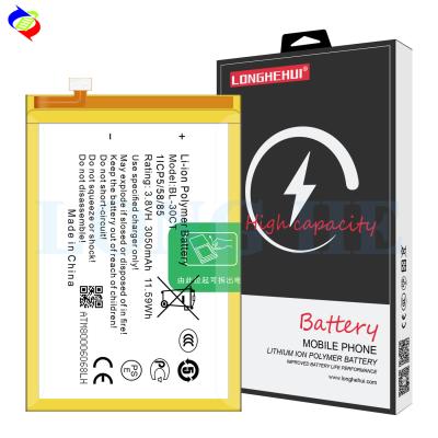 China Bateria de iões de lítio BL-30CT para telemóvel inteligente Tecno L7 L8 Bateria digital de telemóvel 3.8V 3050mAh à venda