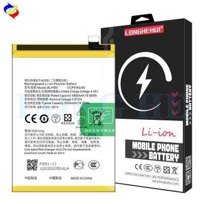 China Battery BLP851 for OPPO A74 4G F19 A95 2020 A95 4G Reno 6 Lite CPH2365 5000mAh Capacity for sale