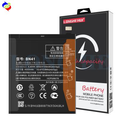 China Capacidad original BN41 4100mAh Batería de reemplazo para Xiaomi Redmi Note 4/4X Global en venta