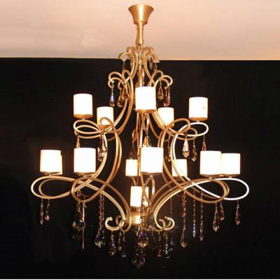 China Large modern luxury K9 crystal chandeliers with white alabaster shade for hotel or villa ETL84031 for sale