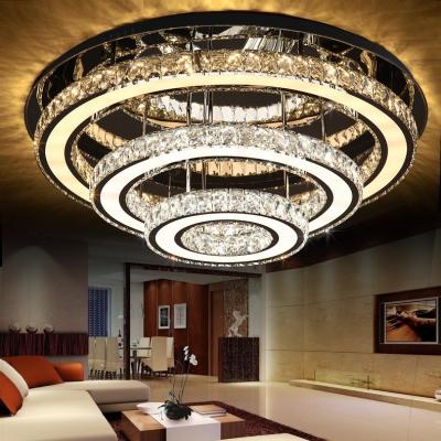 China Outdoor Mounted Crystal LED Rings Ceiling Lamp Around Crystal Ceiling Light for Home ETL60369 for sale