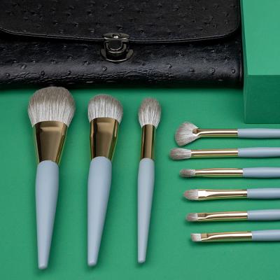 China Angular Blush Blue 9 Makeup Brush Custom Logo Unique Makeup Brush Set for sale