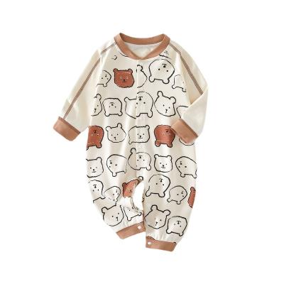 China Classic Newborn Long Sleeve Romper Jumpsuit Boneless Baby Cotton Home Spring and Autumn Creeper Newborn Clothes for sale