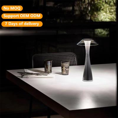 China Bedroom SMD 3w Modern Minimalist Smart Touch Sensor Transparent Acrylic Warm White Rechargeable Led Table Lamp for sale