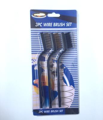 China Cleanging 3pcs Plastic Handle Steel Wire Brush Set for sale