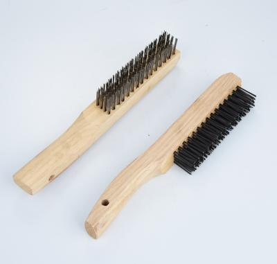 China Cleanging Factory Wooden Handle 4X16 Rows Wire Brush For Cleaning Polish for sale