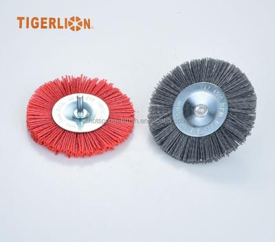 China Good Quality Custom Industrial Cleanging Abrasive Nylon Wheel Shaft-Mounted Brush for sale