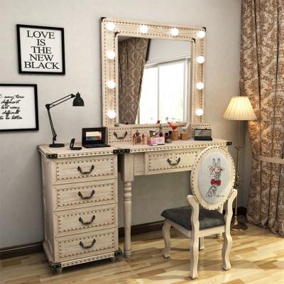 China Convertible Makeup Station Studio Dressing Table With Lighted Makeup Mirror Bedroom Furniture Vanity Table Salon Beauty Table for sale