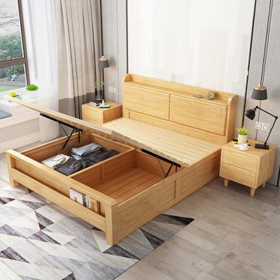 China FEIFAN Design Durable Modern King Solid Wood Frame Beds Luxury Furniture Wooden Bed With Storage for sale