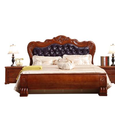 China Luxury Modern Wood Wooden Storage Bedroom Furniture High Durable Leather Headboard Double Bed for sale