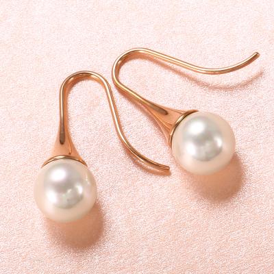 China FASHIONABLE Trendy Luxury Engagement Wedding Jewelry Stainless Steel Women Fashion 18K Gold Plated High-Grade Metal Textured Pearl Earrings for sale