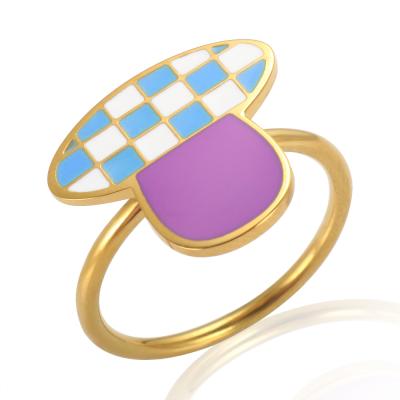 China Cute Mushroom TRENDY Ring Multi Color Enamel Ring for Women Girl Fashion Party Ring Jewelry Gift Wholesale for sale