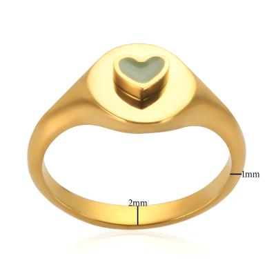 China Colorful Cute Heart Enamel Love Ring For Women Engagement Ring Jewelry Gift Stainless Steel Ring for sale