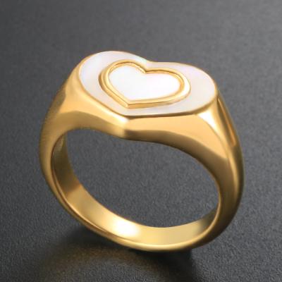 China Black White Enamel Ring For Women Love Summer Shell Double Heart Ring Colorful Fashion Romantic Wedding Engagement Ring Jewely Gift for sale